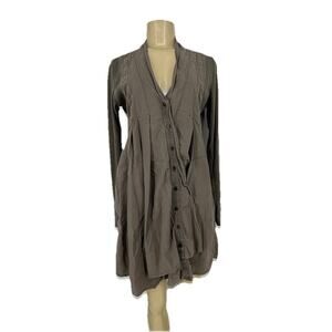 Prairie Underground Medium Women Button Up Asymmetrical Raven Shirt Dress 44-1